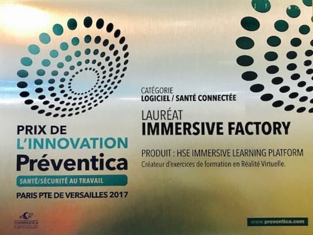 Immersive Factory a reçu le prix de l’innovation Préventica !