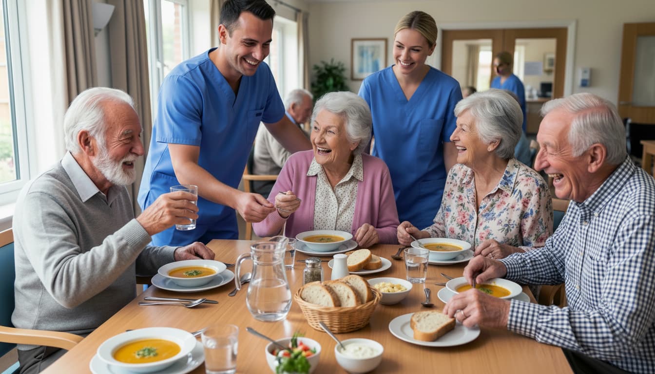 Healthcare workers in a nursing home