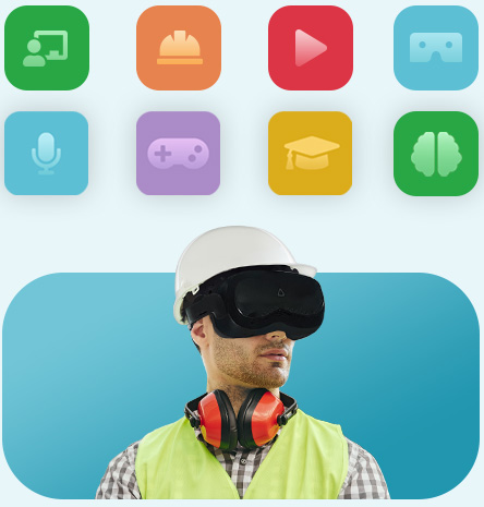 VR training plan: health and safety at work with a man using a VR headset