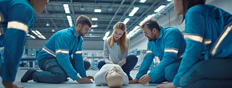 A woman providing first-aid training