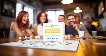 Collaborators playing a board game on workplace safety