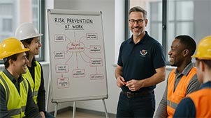 Colleagues participating in a custom workshop