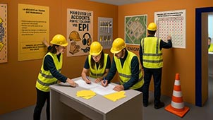 Colleagues participating in an escape game