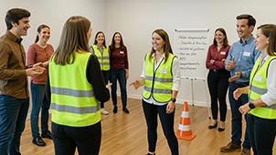 Colleagues taking part in an improvisation workshop