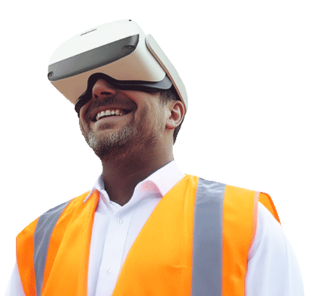 A man wearing a virtual reality headset