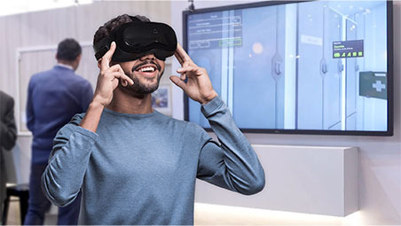 Man using a VR headset for 3D training