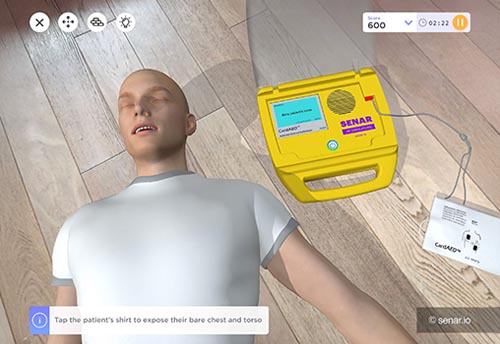 Visual of a CPR and first aid training in AR