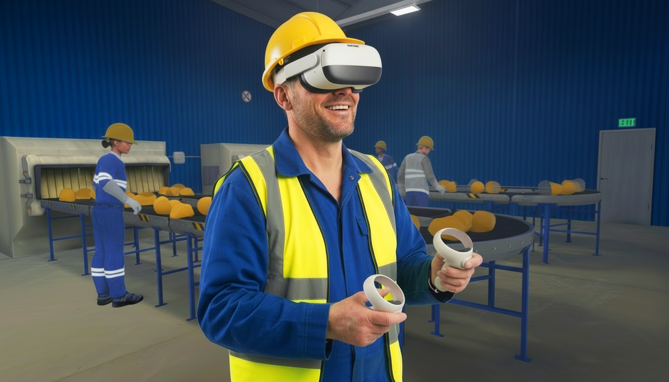 Un travailleur du secteur manufacturier immergé dans un exercice VR